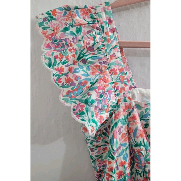 NWT J.Crew Ruffle Sleeve Floral Cotton Midi Dress Pink Green Sz 10 CI215 Pockets - Picture 4 of 12